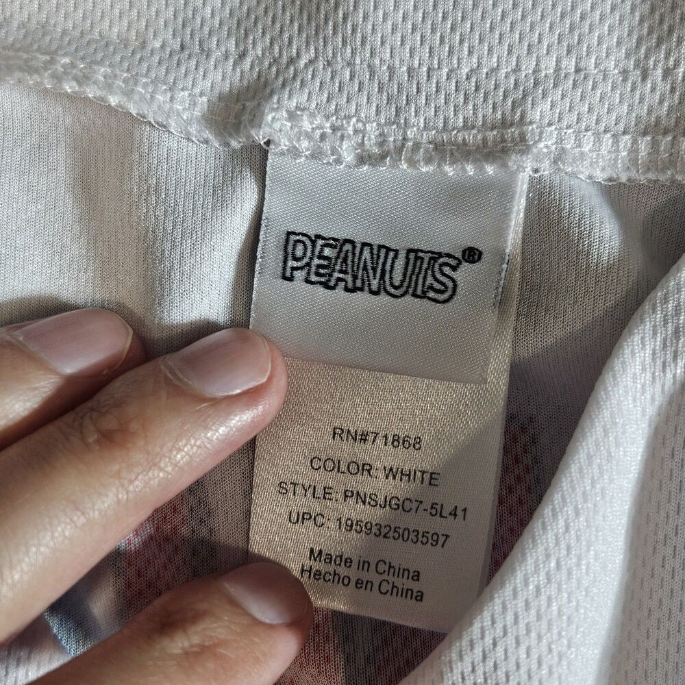 Official Peanuts Snoopy Olympic Torch Athletic Baseball Jersey White Size S - Picture 3 of 6